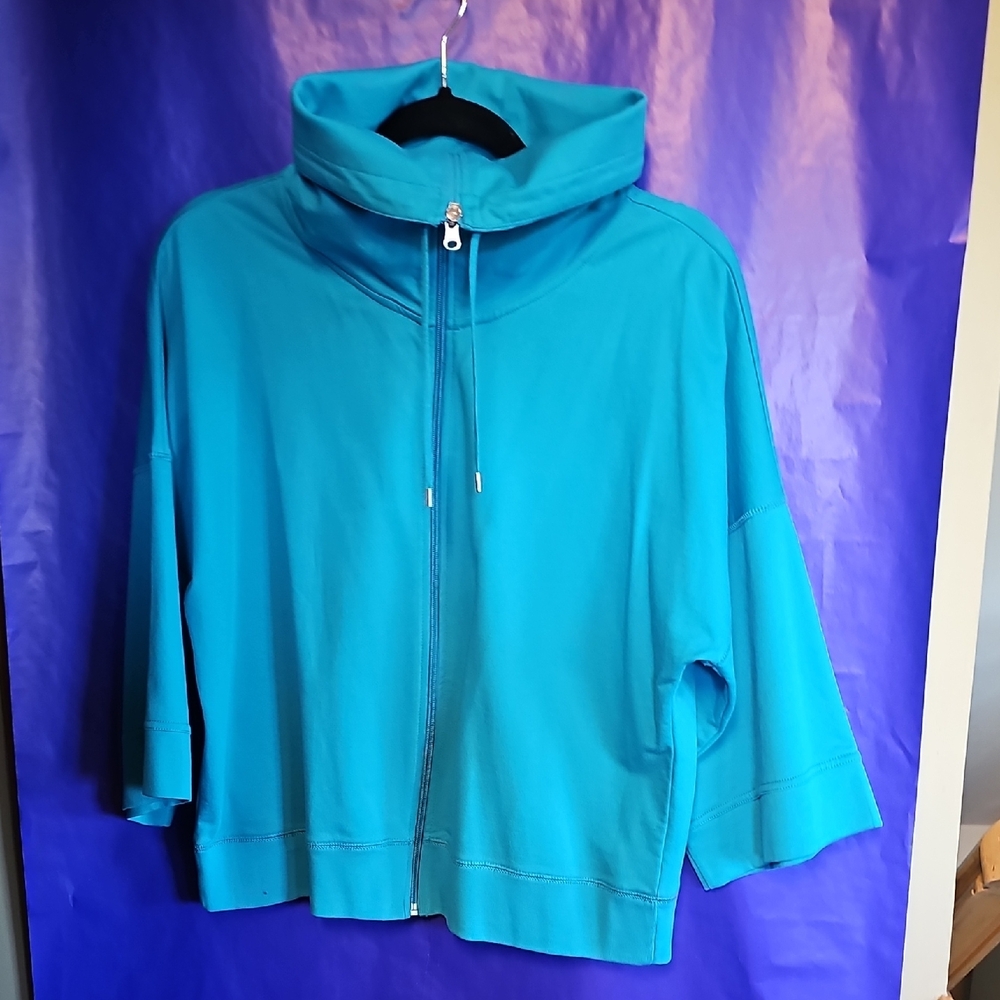 Chaps Turquoise Zip-Up Cape Jacket - Picture 6 of 6